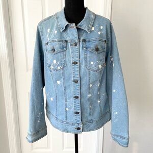 Royal Bones Paint Splatter Stretch Trucker Denim Jean  Jacket